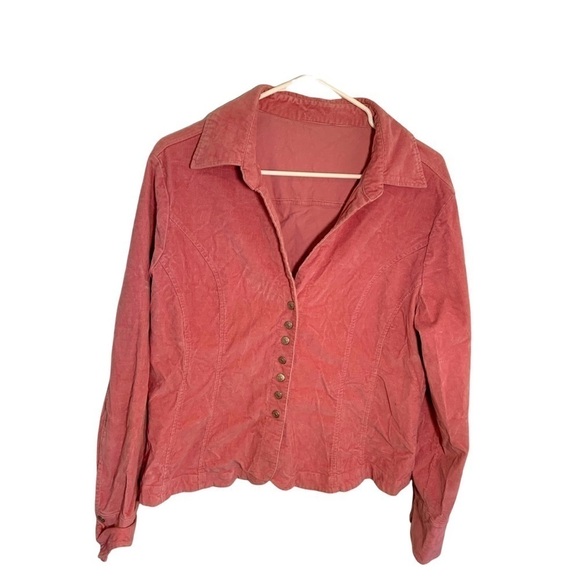Snap Up Corduroy Shirt Jacket Pink - Picture 1 of 8